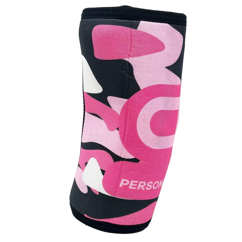 PR Personal Record Premium Elbow Sleeve for Weightlifting Powerlifting and Strength Training, Quality Neoprene Elbow Sleeves Support in Pairs by Larry Wheels - Pink Camouflage - Small