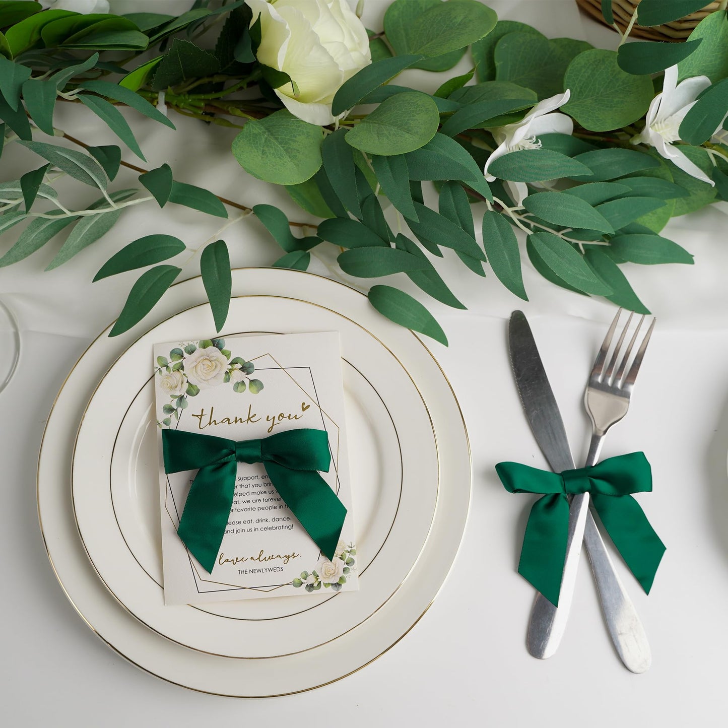 AIMUDI Twist Tie Bows for Treat Bags 3.5" Hunter Green Satin Ribbon Bows for Crafts Premade Bows with Twist Ties for Christmas Cake Pop Candy Apple Small Bows for Gift Wrapping Wedding Decor, 50 PCs