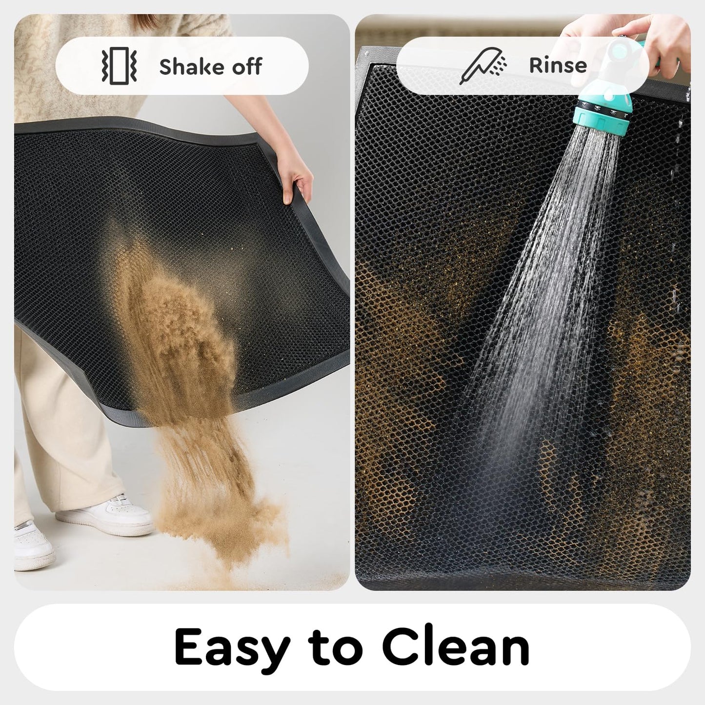 tchdio Front Door Mat Outside Entrance, Semicircular Dirt Trapper Doormat-Welcome Mat Durable, Heavy Duty Entry Mat Non Slip Rubber Mats for Outside Stain Resist Door Mats for Entryway Black 17"x29"