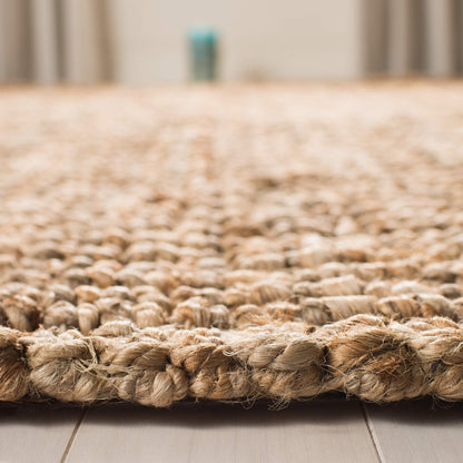 SAFAVIEH Area Rug 4' Square - Natural Fiber Collection - Natural Brown, Handmade Jute, Farmhouse Style, Chunky Textured Thick Pile (NF447A)