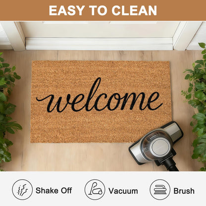 ULTSOFE Natural Coco Coir Door Mat with Heavy Duty Backing, 17" x 30" Anti-Slip Coconut Welcome Mat Outside Entrance, Easy Clean Front Door Doormat for Entry, Porch, Patio, Garden, Garage, Mudroom