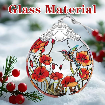 Hummingbird Ornament – Christmas Decoration & Christmas Ornament; Stained Glass Holiday Decoration (Holiday Present, Bauble Present, Gift Idea, Gift Exchange) | Heirloom Keepsakes