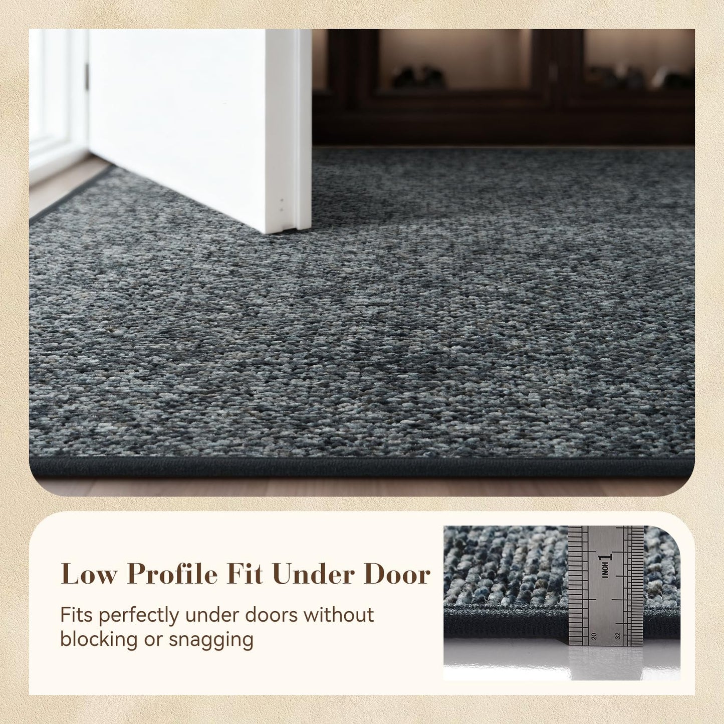 MontVoo Door Mat Indoor Entrance Doormat, Absorbent Durable Rubber Non Slip Front Door Mat for Inside Entry Entryway Dirt Trapper Welcome Mat, Darkgrey 32''x48''