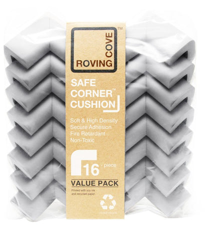 Roving Cove HeftyFit Corner Protector for Baby (16 Large Corners), Heavy-Duty Soft Rubber Foam Furniture Corner Bumper Guards, 3M Adhesive Pre-Taped, Stone Grey
