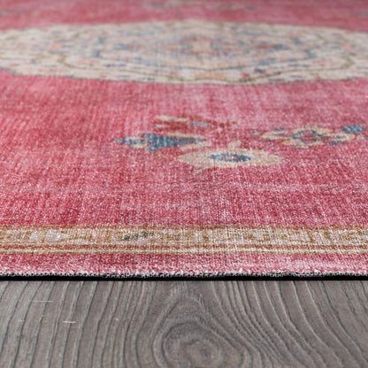 Beverly Rug Non Slip Rugs 5x7 Boho Medallion Floral Non Skid Rubber Backing Easy Silk Soft Area Rug for Living Room Easy to Clean Non Shedding Kitchen Bedroom Indoor Carpet (5 x 7 Fuchsia - Cream)