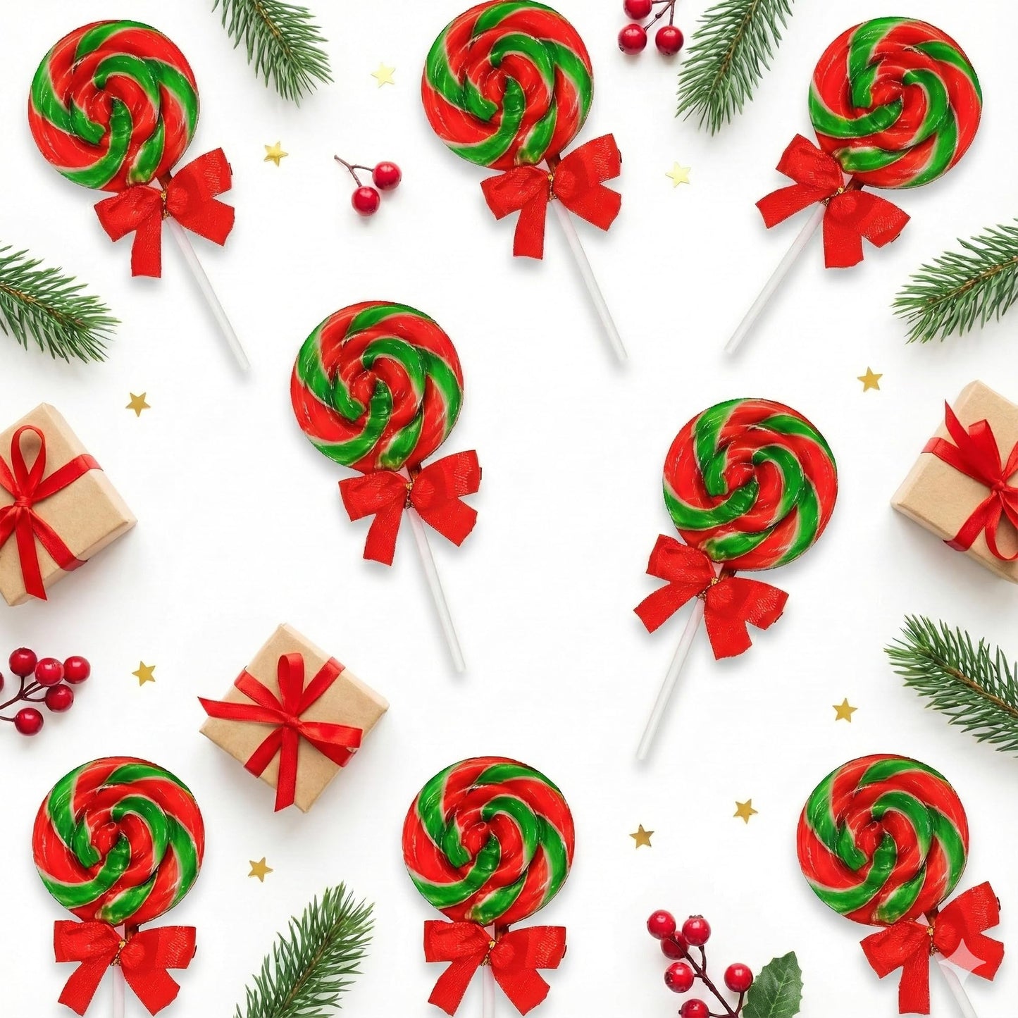 Christmas Lollipops with Red Bow - 24 Pack Individually Wrapped Christmas Candy Bulk – Stocking Stuffers for Kids – Xmas Party Favors, Classroom, Holiday Goodie Bag Fillers, Seasonal Treats, and Birthday Parties