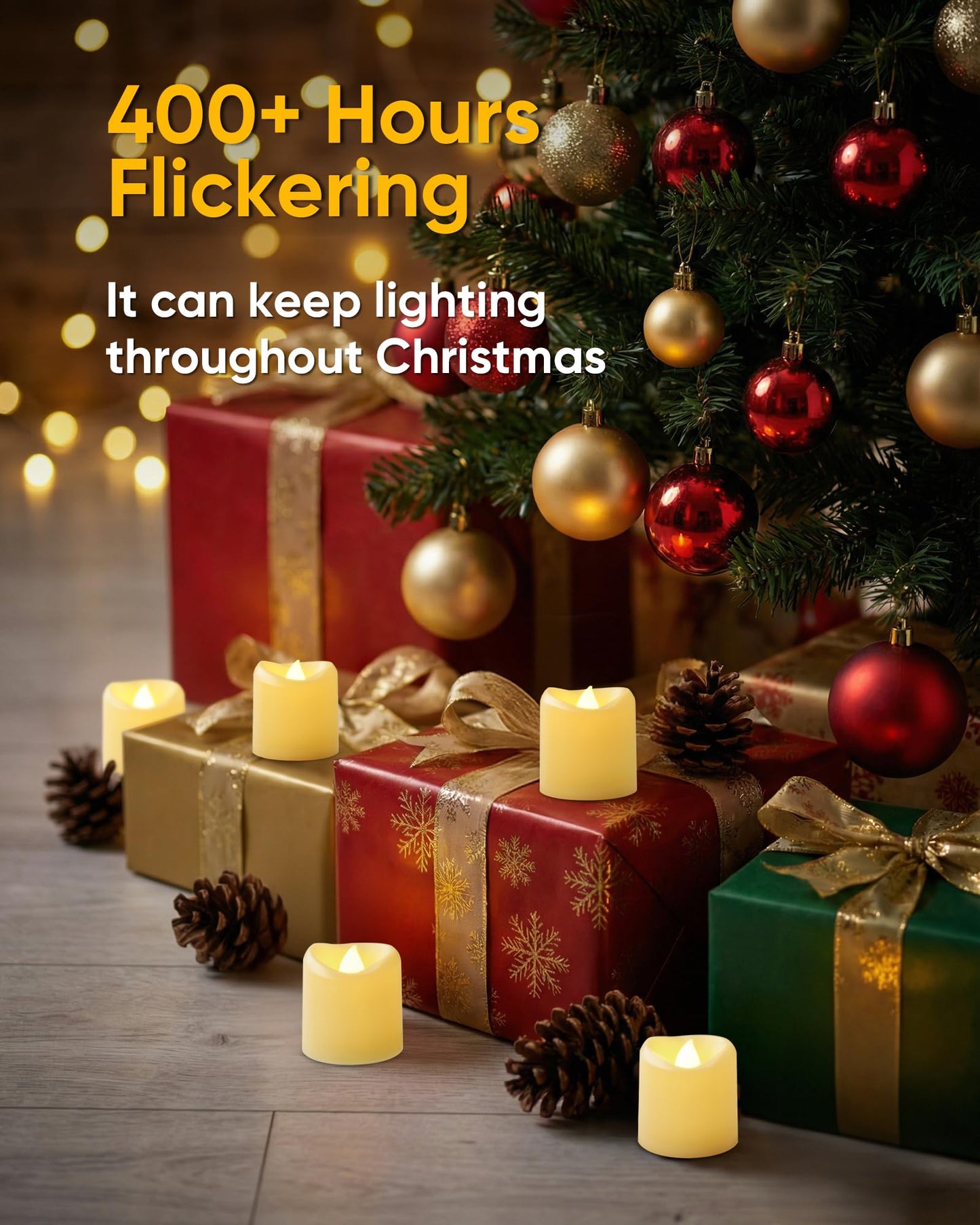 5plots 12-Pack 400+Hours Remote Control Candles, Votive Candles with 2/4/6/8H Timer, Battery Operated Tealights for Party, Table Centerpiece, Home Decor, Halloween, Thanksgiving, Christmas