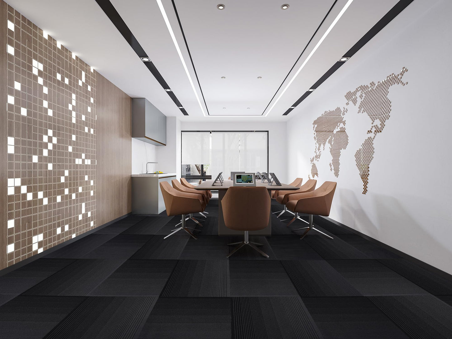 Rehert Carpet Tiles, Carpet Squares, Office Carpet Tiles Removable, Carpet Tile Flooring for Basement, 20" x 20" Berber (Loop Pile), Gradient Black, 0.24" Pile Height (12 Tiles, 32 sqft/Box)
