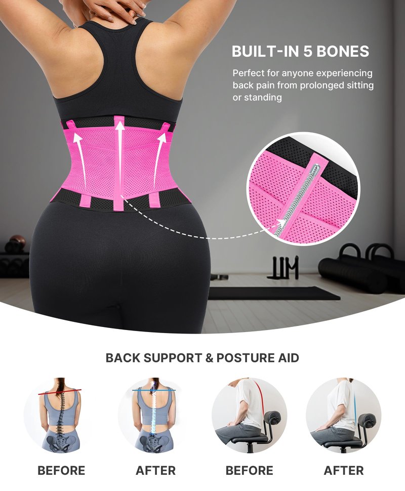 SHAPELLX Waist Trainers for Women Belly Fat Plus Size Waist Cincher Corset Shapewear Fajas Colombianas Moldeadoras Rose Red