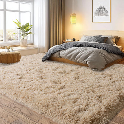 qulint Large Area Rug for Living Room 10x14, Soft Fluffy Tan Area Rug for Bedroom, Shag Shaggy Fuzzy Nursery Carpets for Boys and Girls Dorm Room Kid Room Home Decor (10ft x 14ft, Light Tan)