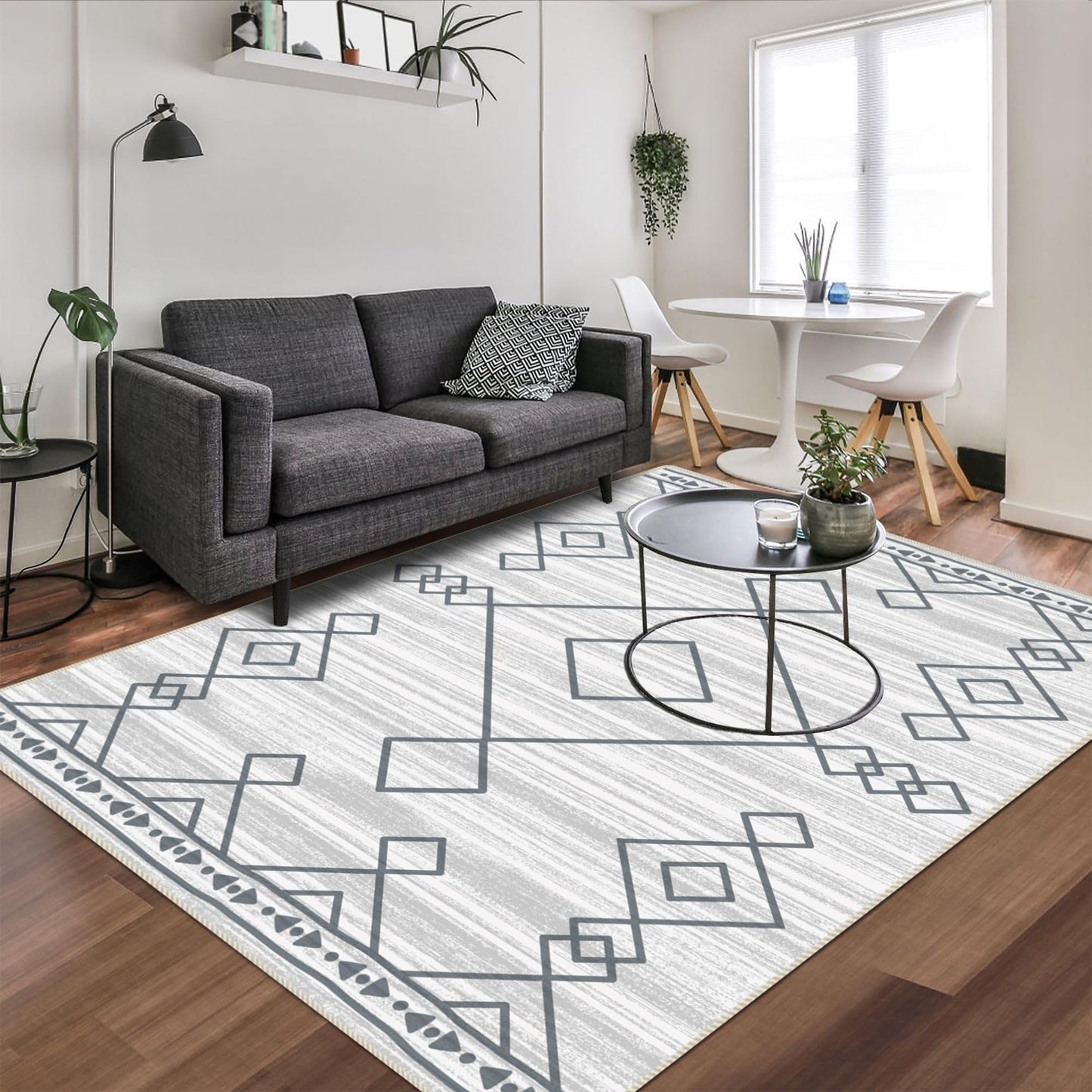 6x9 Area Rug, Ultra-Soft Washable Rug for Living Room, Dinner Room, Bedroom, Non-Slip Modern Westren Rug, Indoor Carpet Large Area Rug, Checkered