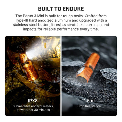 OLIGHT Perun 3 Mini Headlamp 1250 Lumens LED Head Flashlight,Rechargeable Headlight with Red Light Option,Perfect for Working, Hiking, Camping and Climbing (Cool White 5700K~6700K, Orange)