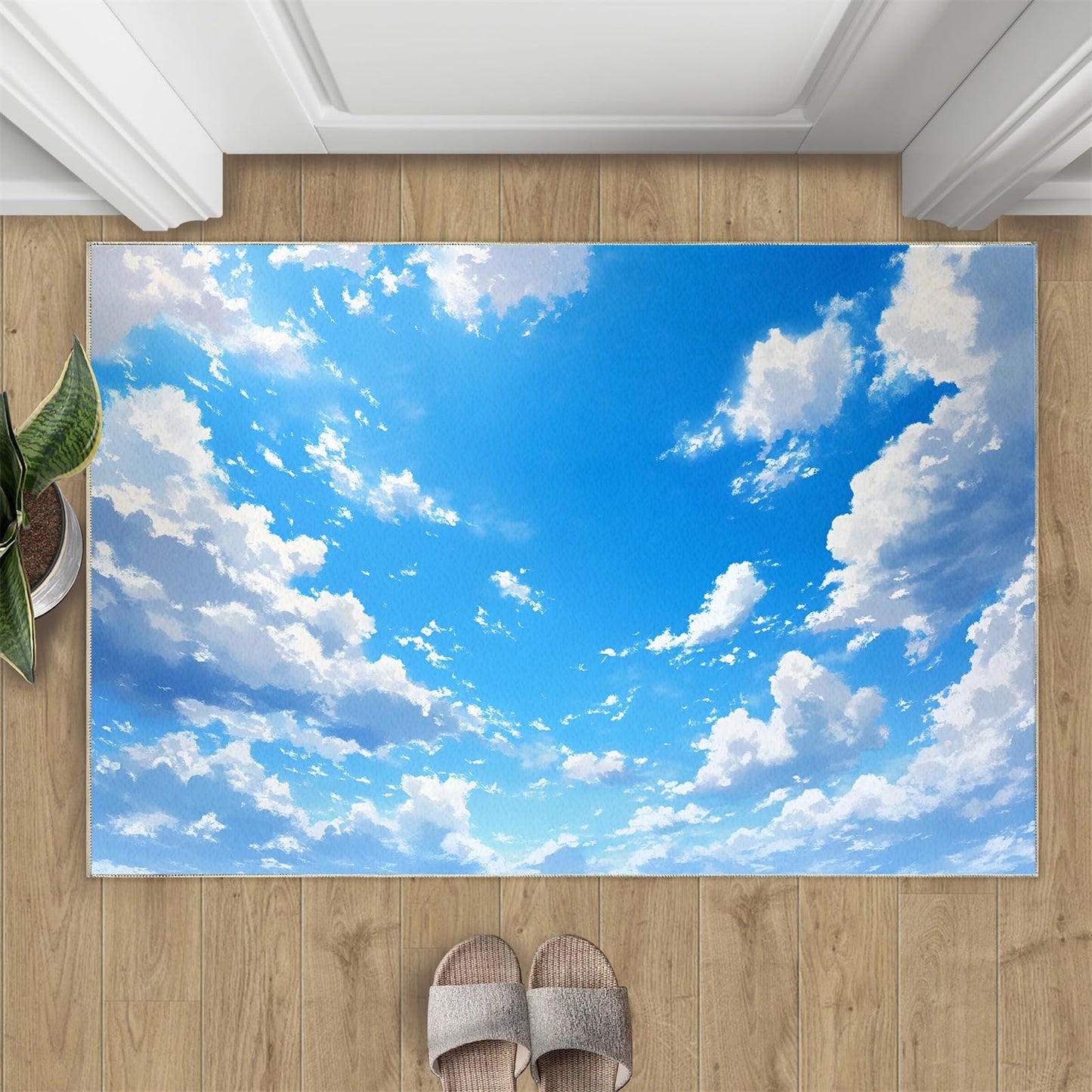 Blue Skies and White Clouds Rugs for Living Room - The Sky Rug, 5x6 Rug, Clear Sky Area Rug, Washable & Non Slip & Soft Large Rugs, Home Decor