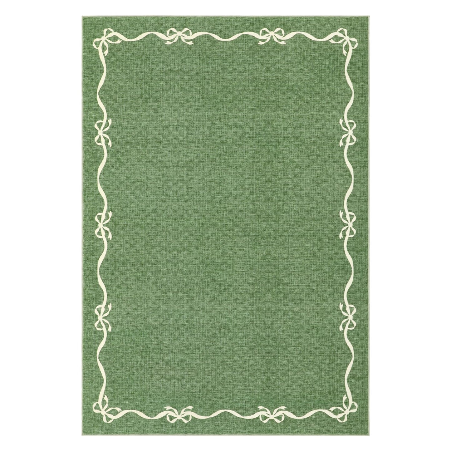 Garvee Solid Green Rug for Bedroom Girls, 4x6 Bow Area Rugs for Living Room with Soft Low Pile, Non Slip Coquette Washable Rug 4x6 for Nursery Kids Playroom Dining Room College Dorm Carpet