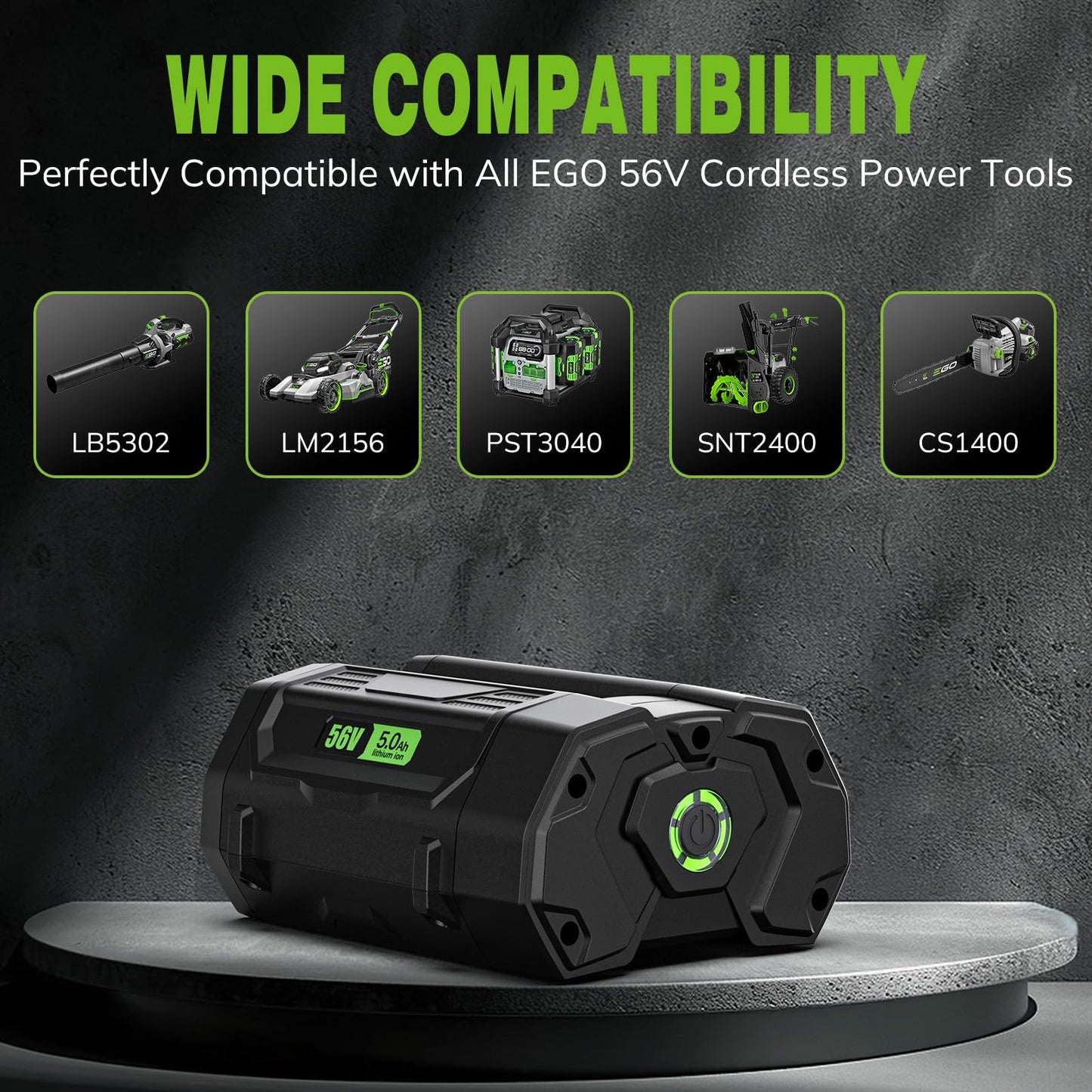 Replacement Battery for EGO BA2800t, Replacement for EGO 56V Battery 5.0 Ah, Compatible with All EGO 56V Power Tools BA2800 BA1400 BA2800T BA4200 BA1400T, Extra-Large Capacity for Extended Runtime