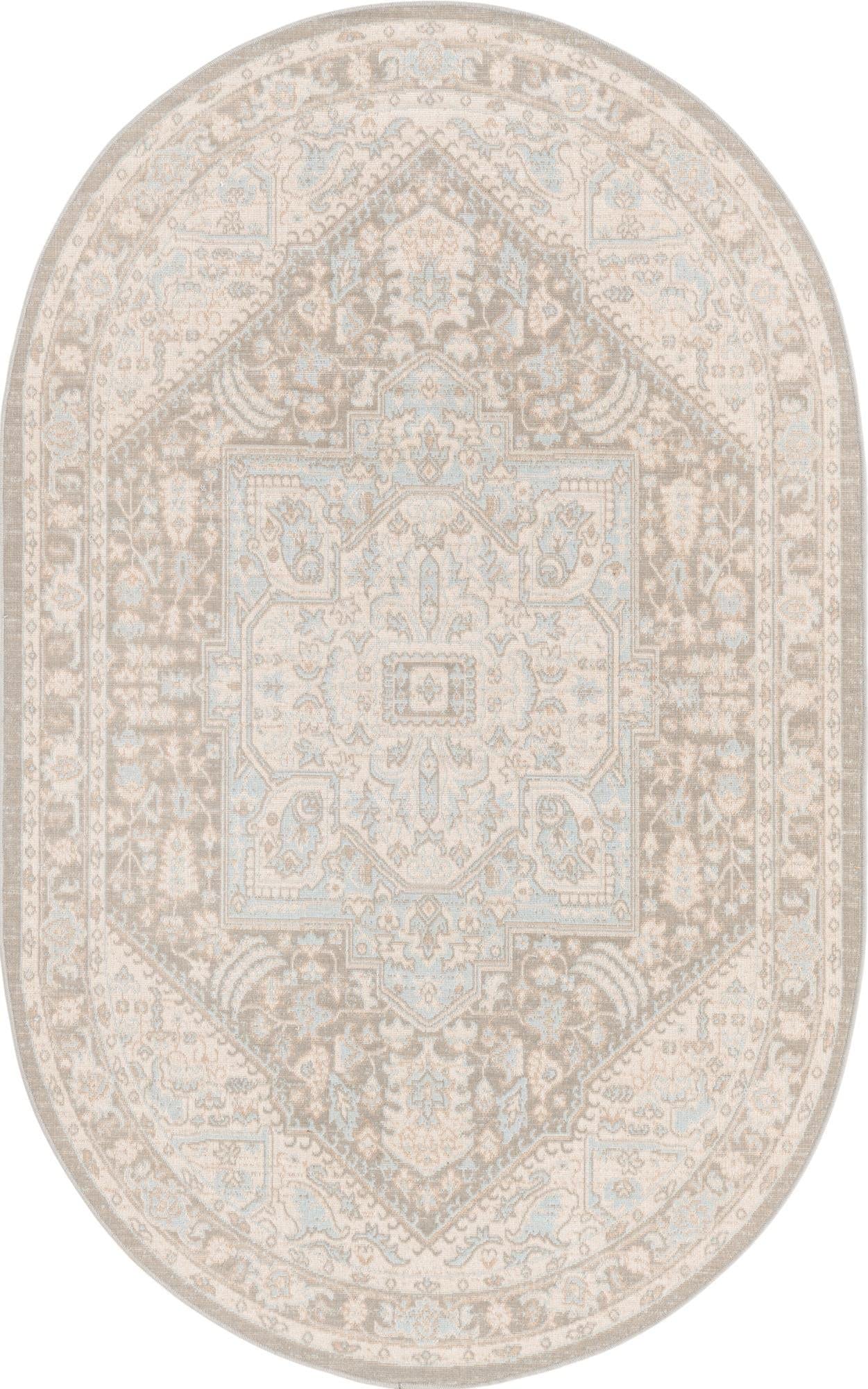Unique Loom Whitney Collection Area Rug - Milano (5' 1" x 8' Oval, Cloud Gray/ Ivory)