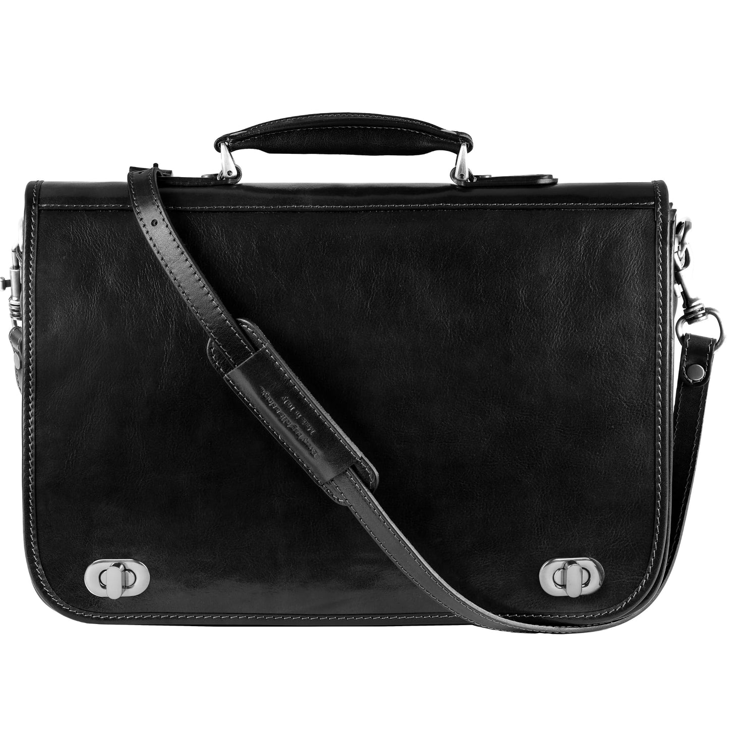 Time Resistance Leather Briefcase for Men - Italian Full Grain Leather Laptop Bag - Messenger Bag - Gift Box Included