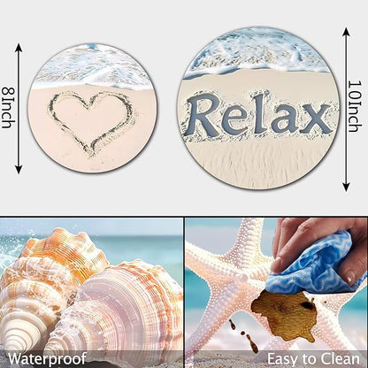Tucocoo Beach Electric Stove Burner Covers，4 Pcs Sea Decor Round Stove Burner Cover，8 Inches and 10 Inches，Gas Stove Burner Cover,Metal Cooktop Relax Decorative Home Decor,Kitchen Decor