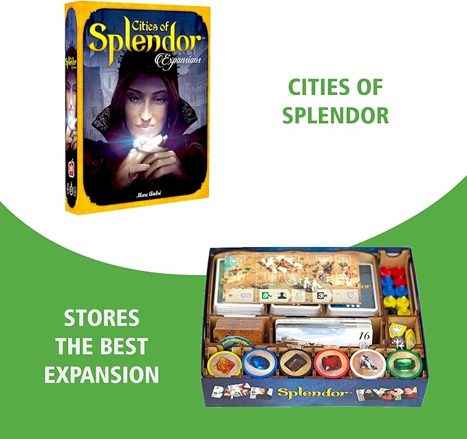 TowerRex Organizer for Splendor Board Game and Cities of Splendor Expansion Storage Insert Accessories Upgrade