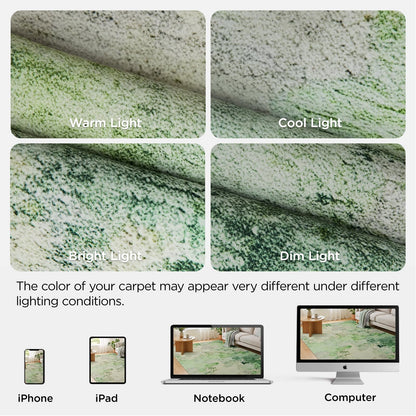 Joydeco Area Rugs 5x7 Washable, Light Green Modern Abstract Non-Slip Soft Low-Pile Carpet for Living Room, Bedroom & Dining Room