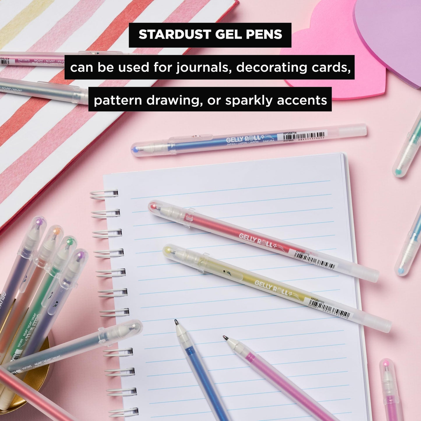 SAKURA 57906 6-Piece Gelly Roll Stardust Gel Pen Set, Bold, Clear