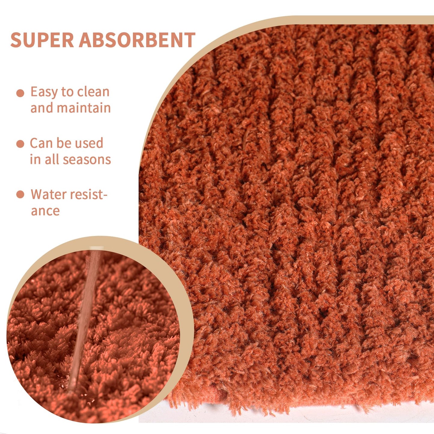 Baahrnom Bathroom Rugs Sets 3 Piece with Adjustable Toilet Seat Cover 17.5"x 15" Machine Washable Bath Rug Set with TPR Non Slip Rubber Backing Solid Bath Mat Set for Luxury Bathroom Decoration
