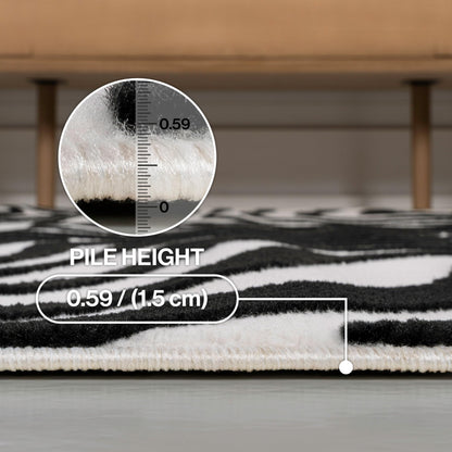 JONATHAN Y Maribo High-Low Abstract Striped Black/White 8x10 Area Rug Indoor, Non-Shedding, Stain Resistant for Bedroom, Living Room, Kitchen (SCN103F-8)