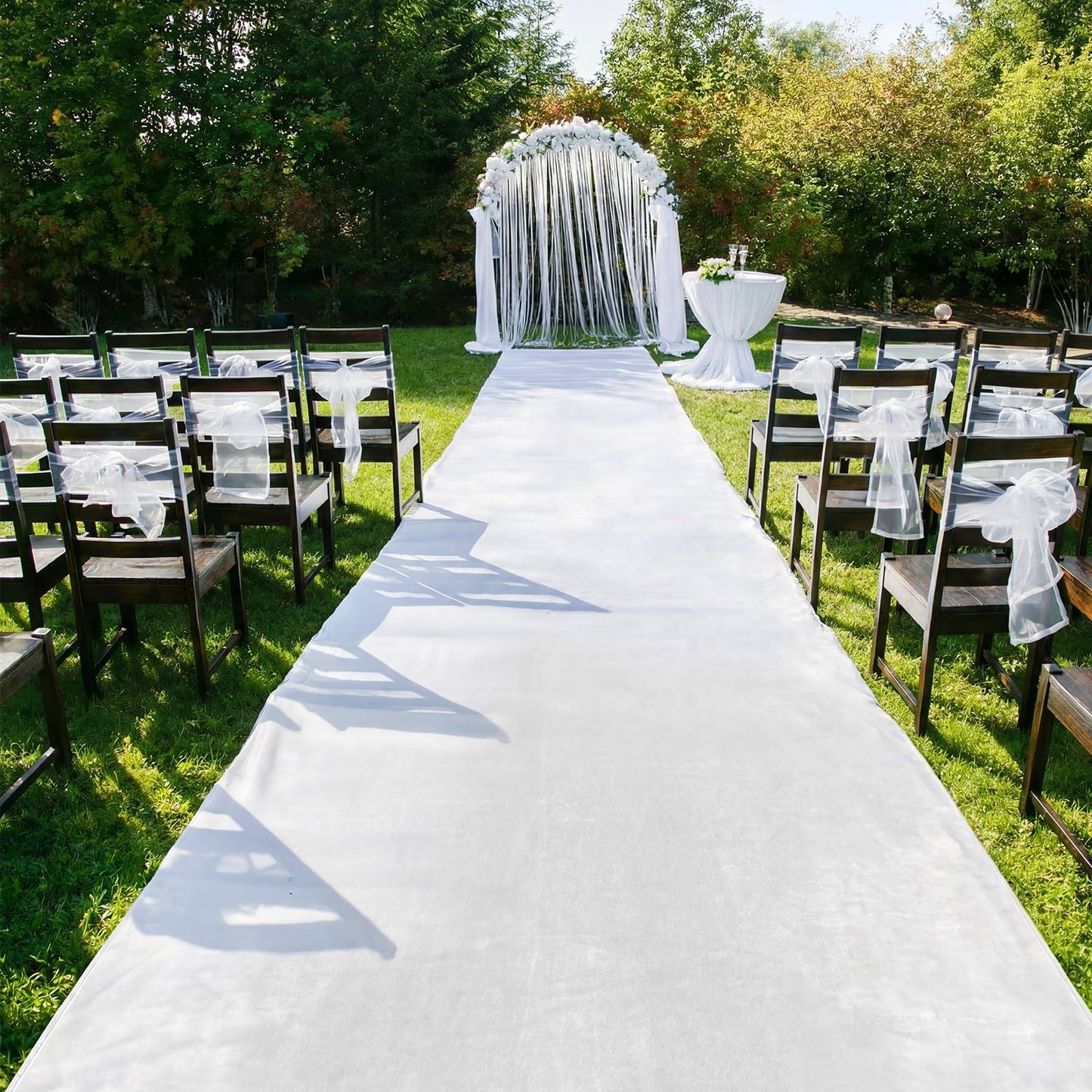 Breling White Wedding Aisle Runner 2.5ft x 30ft Outdoor Velvet Aisle Runner for Wedding Ceremony with Carpet Tapes Velvet Fabric Floor Rugs Accessories for Birthday Party Events Bridal Walkway Rug
