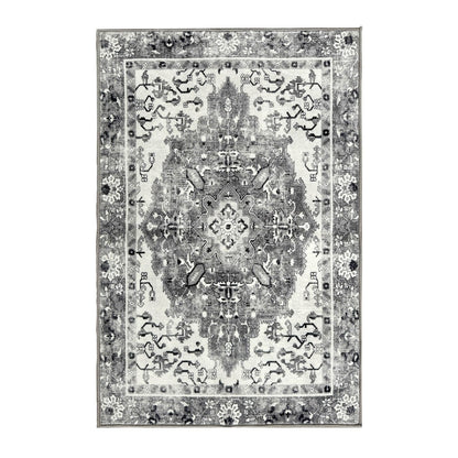 NANPIPER Area Rug, 8x10 Washable Area Rugs with Non-Slip Backing for Living Room Bedroom, Non-Shedding Distressed Rug, Vintage Print Medallion Accent Large Rug for Bedroom,Dinning Room(8'x10', Grey)