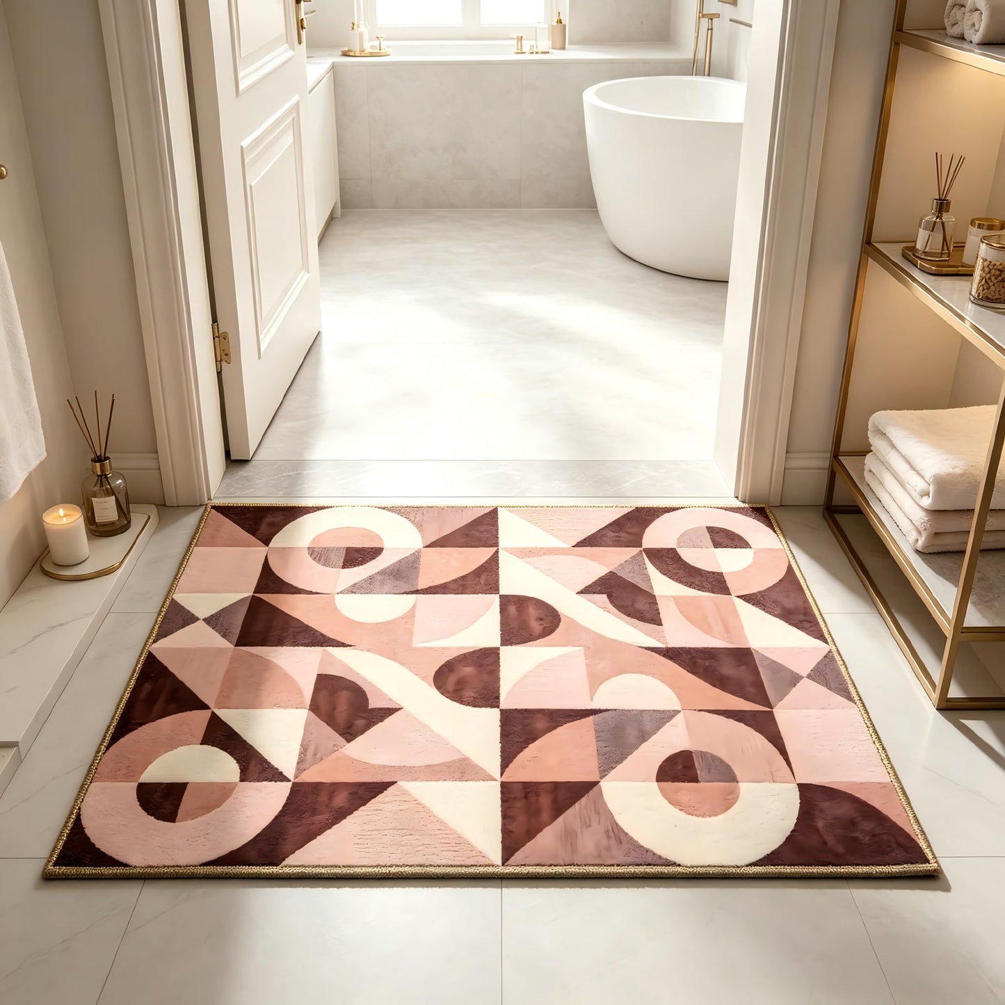 MixOra Modern Abstract Entry Rug Kitchen Bedroom Bathroom Door Mat Indoor Entrance 2X3 Front Porch Rugs Washable, Non-Slip Pink Thin Print Small Throw Carpet for Nursery Kids