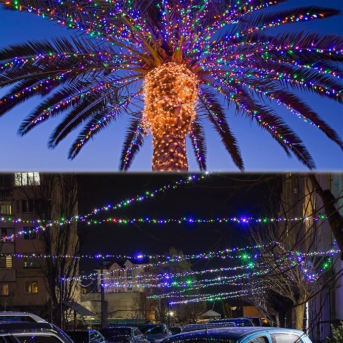 Connectable 240LED 88Ft 13Modes Christmas String Lights Indoor Outdoor | Extendable Green Wire Christmas Tree Lights with Timer | Twinkle Fairy Light Plug in for Xmas Tree (Multicolor)