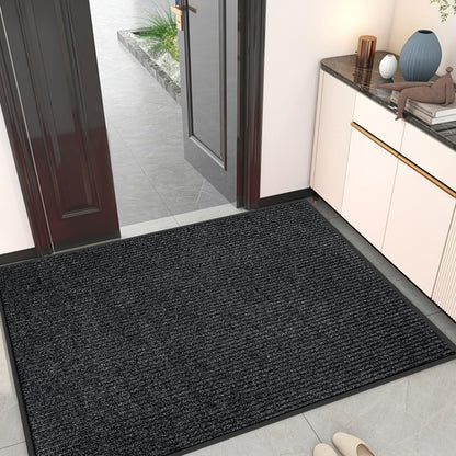Kuyal Front Door Mat, 3'x4' Indoor Outdoor Entrance Mat, Commercial Floor Mats Inside Outside Entrance, Heavy Duty Durable Welcome, Rubber Backing Non Slip Outdoor Mats for Entryway,Black