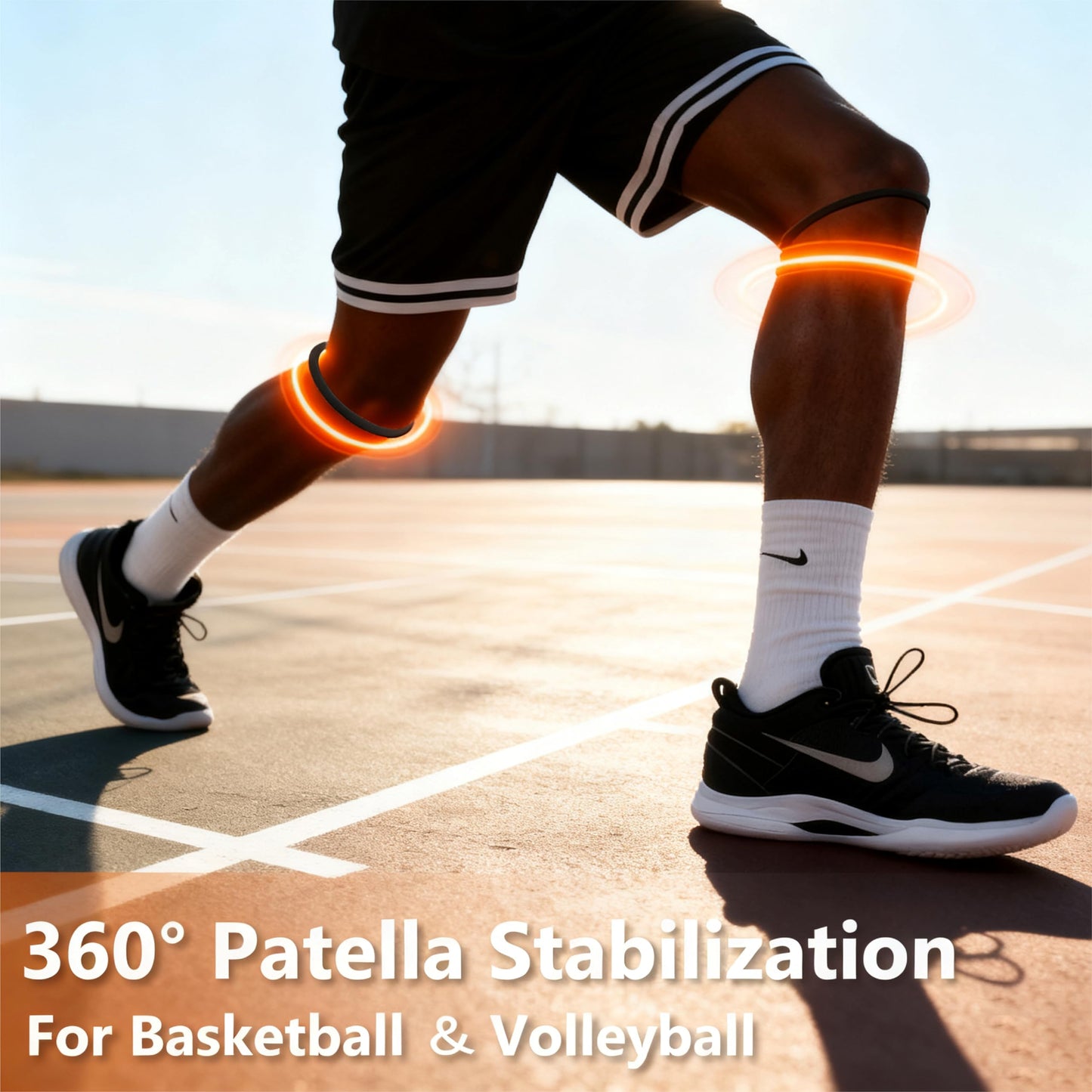 Tzwhwcx 2PCS Patellar Tendon Support Strap for Knee Pain Relief, Basketball Knee Strap Brace Support Band, Non-Slip Patella Band for Running, Volleyball, Tennis, Squats(Black + Waterproof Zipper Bag)