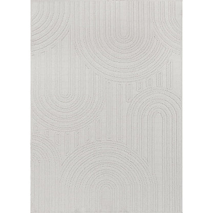 Beverly Rug Micro Loop Area Rug White 8x10 Modern Luxury Soft Circle Geometric Durable Indoor Area Rugs for Living Dining Room Office Stain Resistant Non Shedding Casual Indoor Carpet White 8 x 10