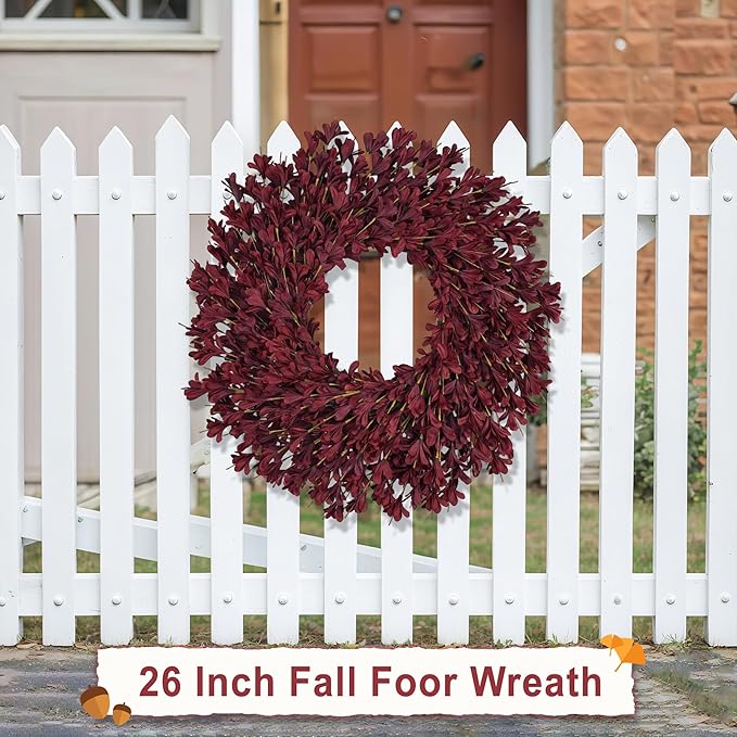 26 Inch Fall Wreaths for Front Door Outside，Realistic Autumn Wreath Outdoor，Large Halloween Thanksgiving Artificial Flowers Wreath，Fall Decorations for Home Harvest Porch Yard Mantle Fireplace Decor