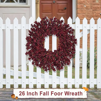 26 Inch Fall Wreaths for Front Door Outside，Realistic Autumn Wreath Outdoor，Large Halloween Thanksgiving Artificial Flowers Wreath，Fall Decorations for Home Harvest Porch Yard Mantle Fireplace Decor