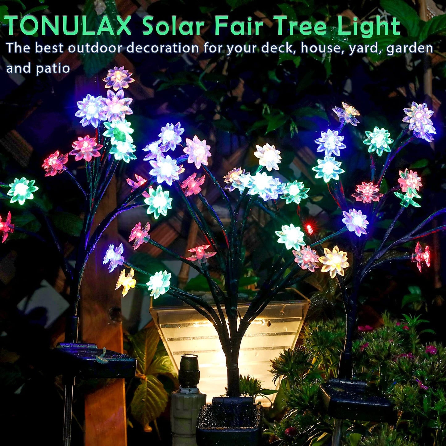 TONULAX Solar Garden Lights - Upgraded Landscape Tree Lights with Larger Solar Capacity, Decorative Light Outdoor for Pathway, Patio, Front Yard Decoration(4 Pack)