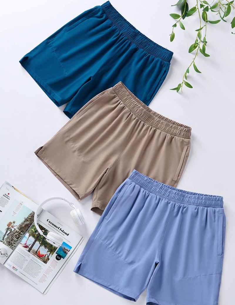 Liberty Pro 3 Pack: Men's 7" Running Shorts with Compression Liner Pockets, Athletic 2 in 1 Shorts for Workout Gym Quick Dry
