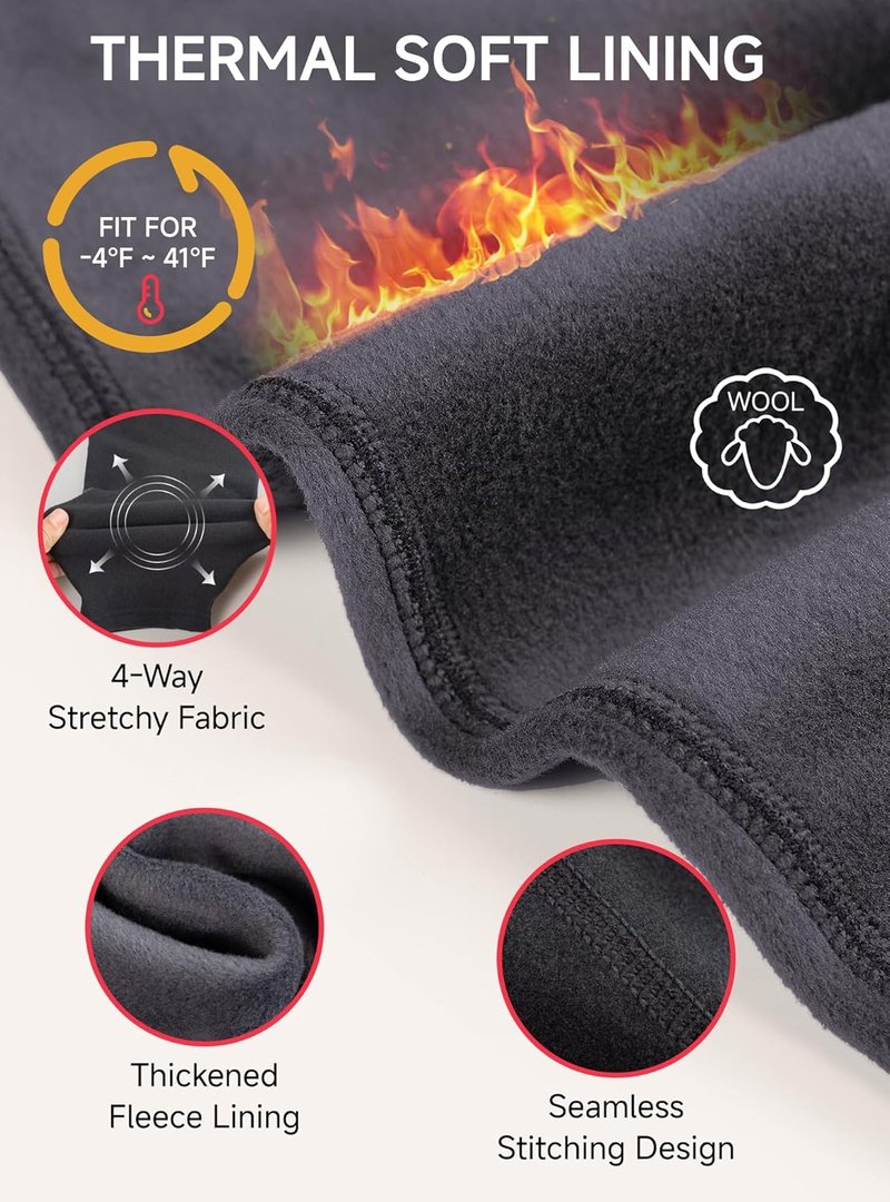 Thermal Underwear for Men - Warm Thick Wool Long Johns with Polar Fleece Lining | Soft Stretchy Winter Base Layer