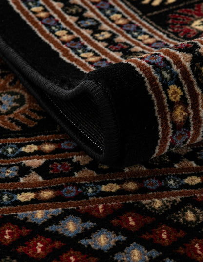 Rugs.com Bokhara Collection Rug – 3 Ft Round Black Medium-Pile Rug Perfect for Kitchens, Dining Rooms