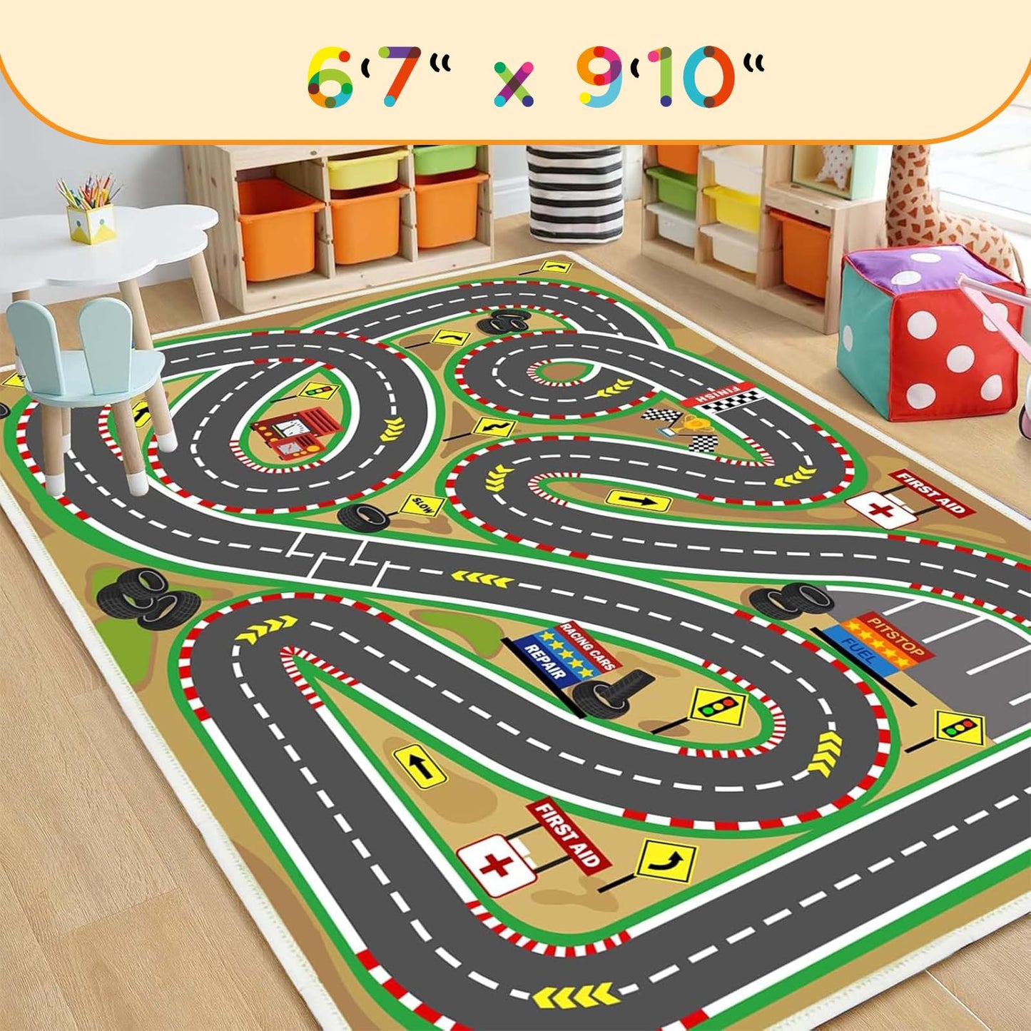 Lukhevev 31"x47" Kids Rug Play Mat Soft & Non-Slip Car Rugs City Map Play MatCar Rugs for Kids Toy Cars Race Track for Classroom Rug，Play Learn and Have Fun Safely