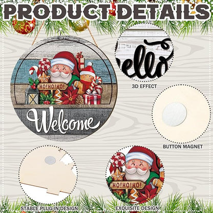 Yousoontic 17 Pcs 12 Inch Magnetic Welcome Door Sign Interchangeable Front Door Decor Rustic Fall Seasonal Hanging Sign Halloween Christmas Decor for Home Warming Gift(Retro Color,Grain Welcome)