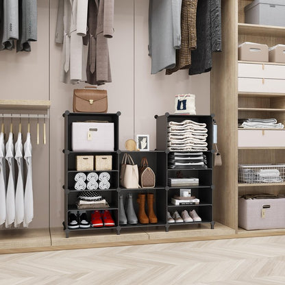AWTATOS Closet Organizer, 8 Cube Closet Organizers and Storage, Closet Storage Shelves, Clothes Storage Organizers for Closet Bedroom Living Room Office Black