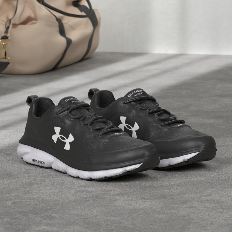 Under Armour Men's Charged Assert 9 6E, (001) Black/White/White, 11.5
