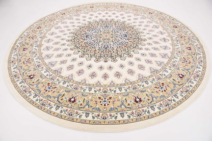 Unique Loom Narenj Collection Classic Traditional Textured Medallion Pattern Design Area Rug, 10' 0" x 10' 0", Ivory/Tan