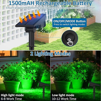 T-SUNUS Christmas Green Solar Spot Lights Outdoor, Landscape Spotlights 2 Modes Dusk to Dawn Waterproof IP65 for Accent Uplighting Tree St. Patrick's Day Yard Statue Graveyard Driveway Flag Halloween