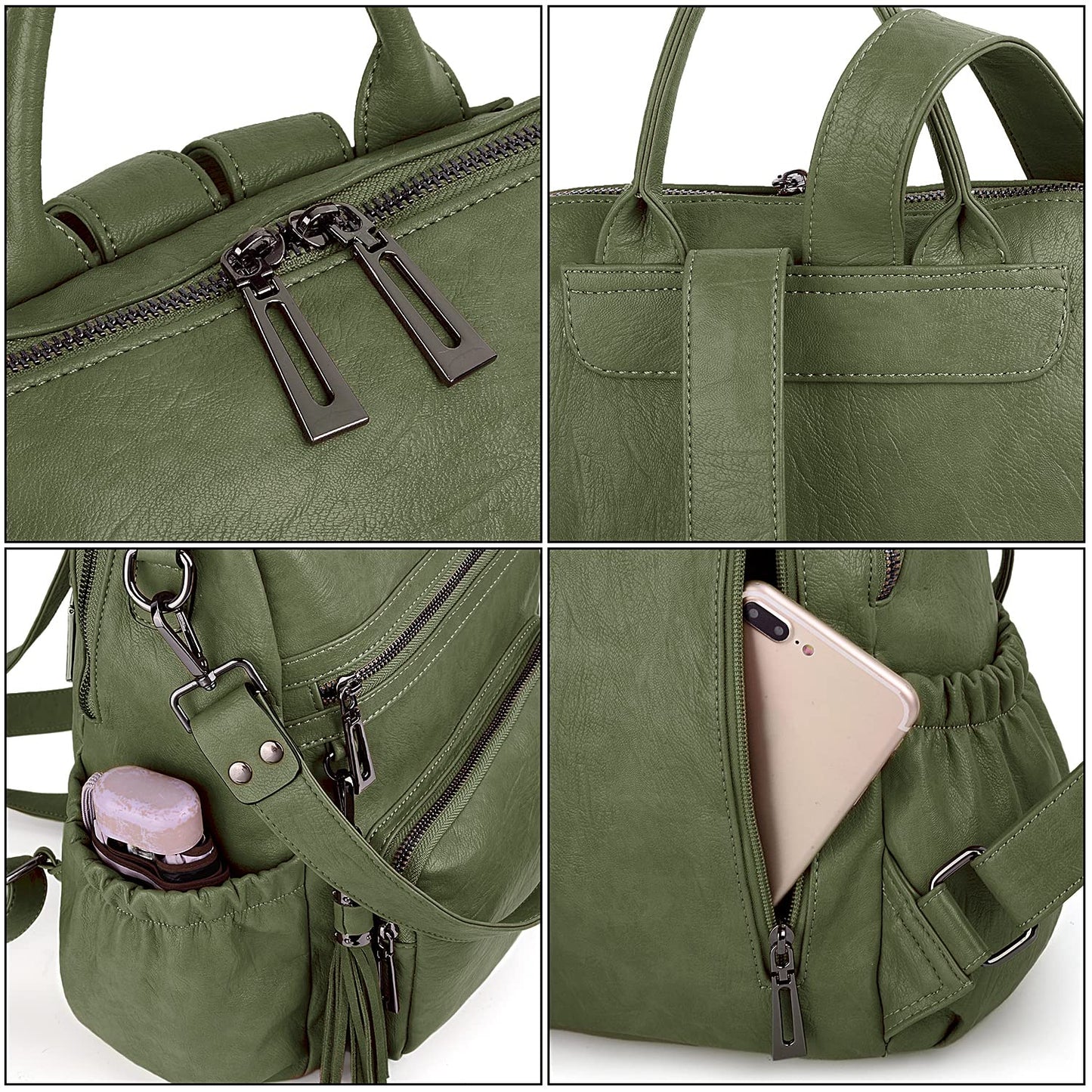 UTO Women Backpack Purse Leather Vegan Ladies Fashion Designer Rucksack Convertible Travel Shoulder Bag with Tassel