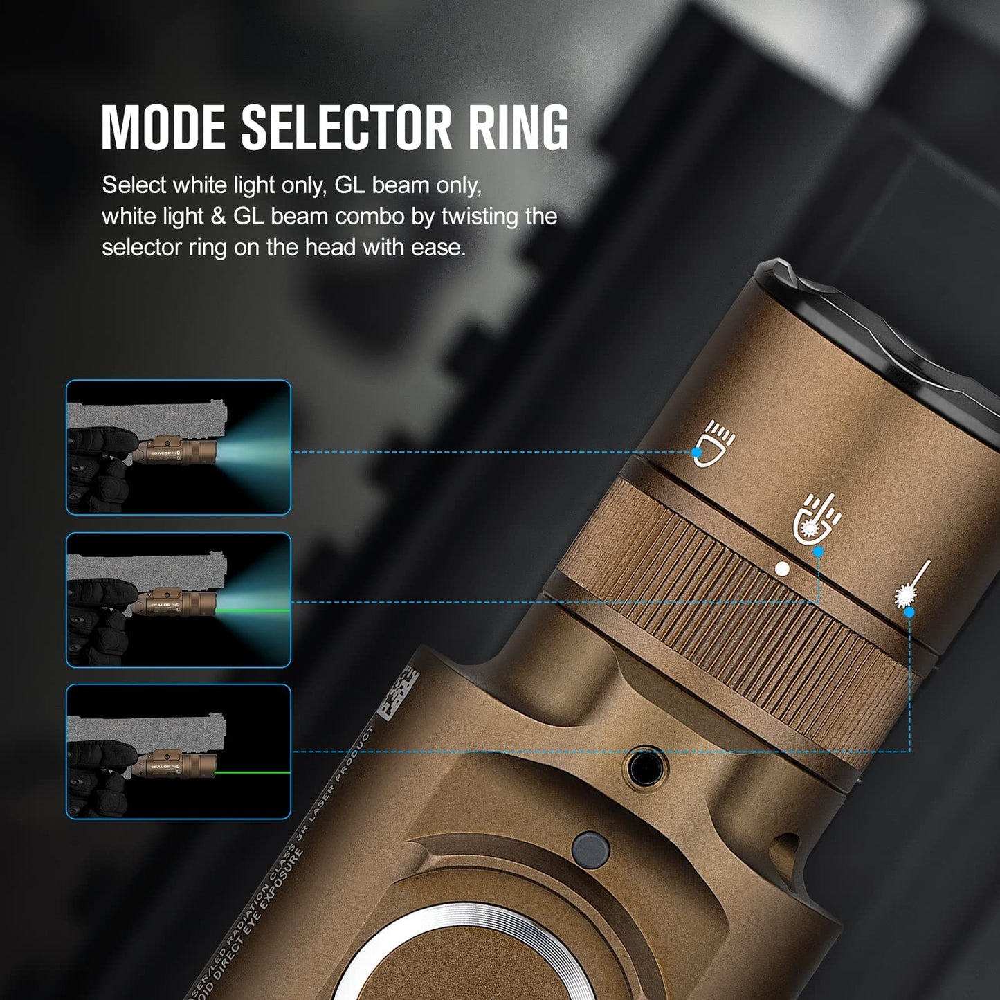 OLIGHT Baldr Pro R 1350 Lumens Magnetic USB Rechargeable Tactical Flashlight with Green Beam and White LED Combo, Rail Mount Weaponlight Compatible with 1913 or GL Rail, Built-in Battery
