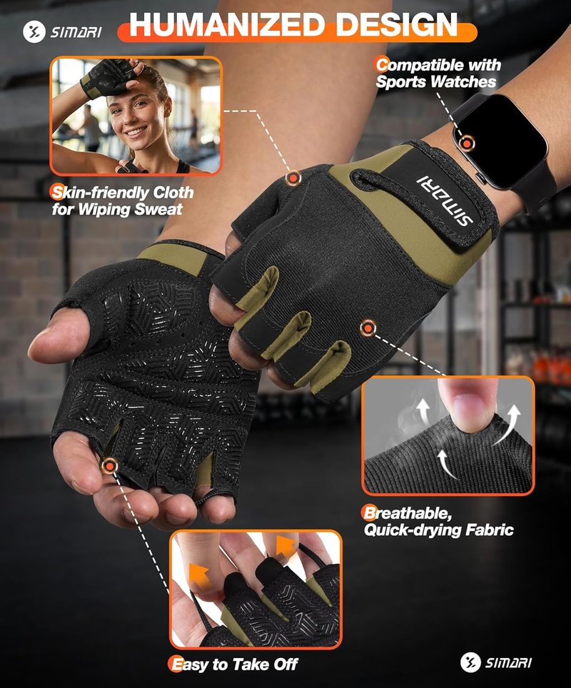 Breathable Workout Gloves for Men & Women - Padded Grip, Full Palm Protection | Black & Pink