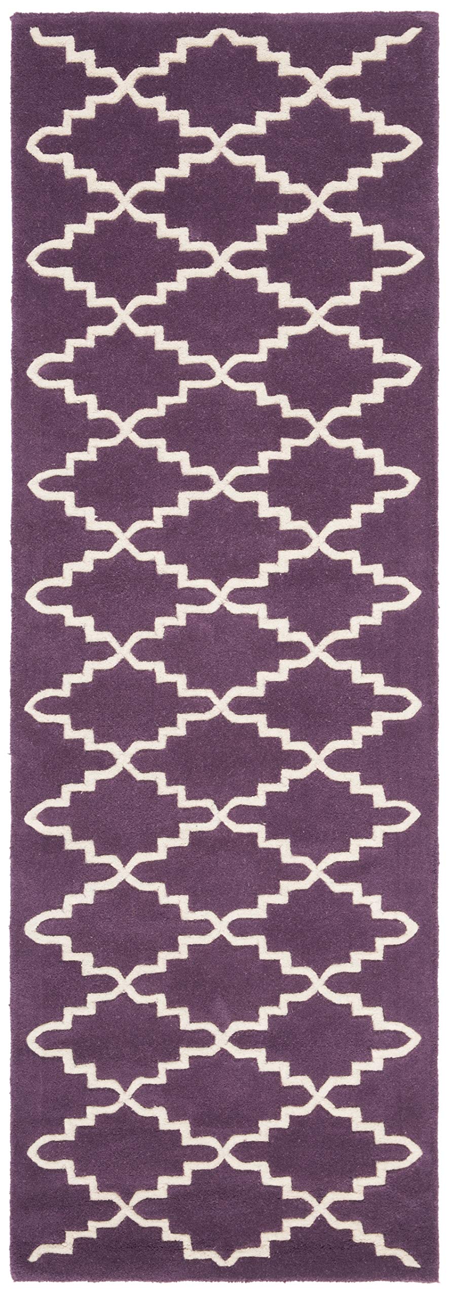 SAFAVIEH Chatham Collection 2'3" x 5' Purple / Ivory CHT721F Handmade Trellis Premium Wool Accent Rug